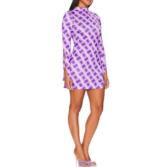 Gianni Song of Style Check Purple Jade Mini Dress S - Picture 11 of 11